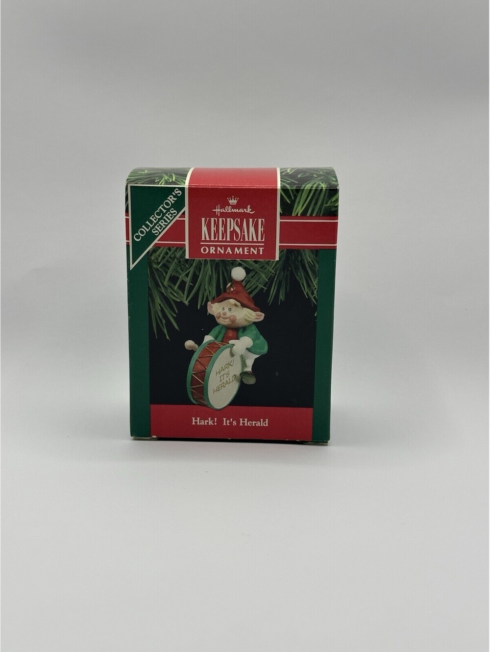 Hallmark Keepsake Ornament 1990 Hark! It’s Herald #2 Elf Playing a Drum!